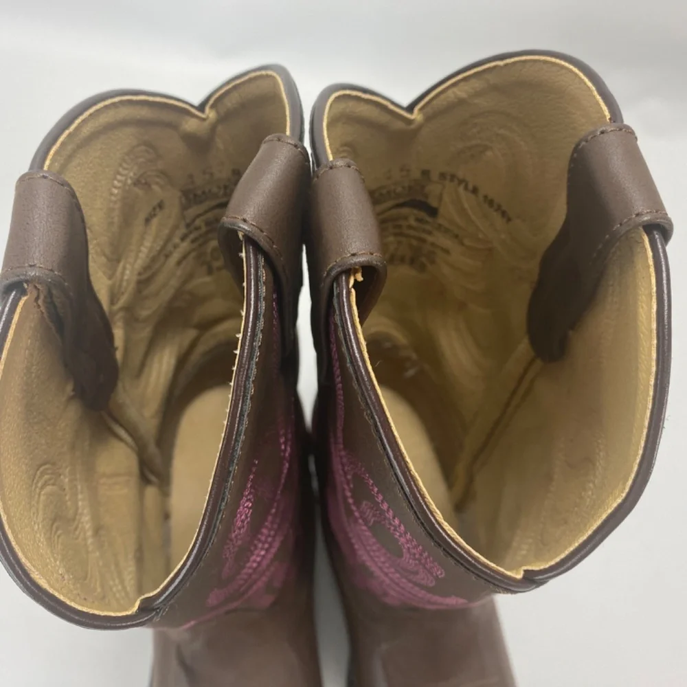Smoky Mountain Youths 4.5 Monterey Western Cowboy Boots Faux Leather Brown/Pink